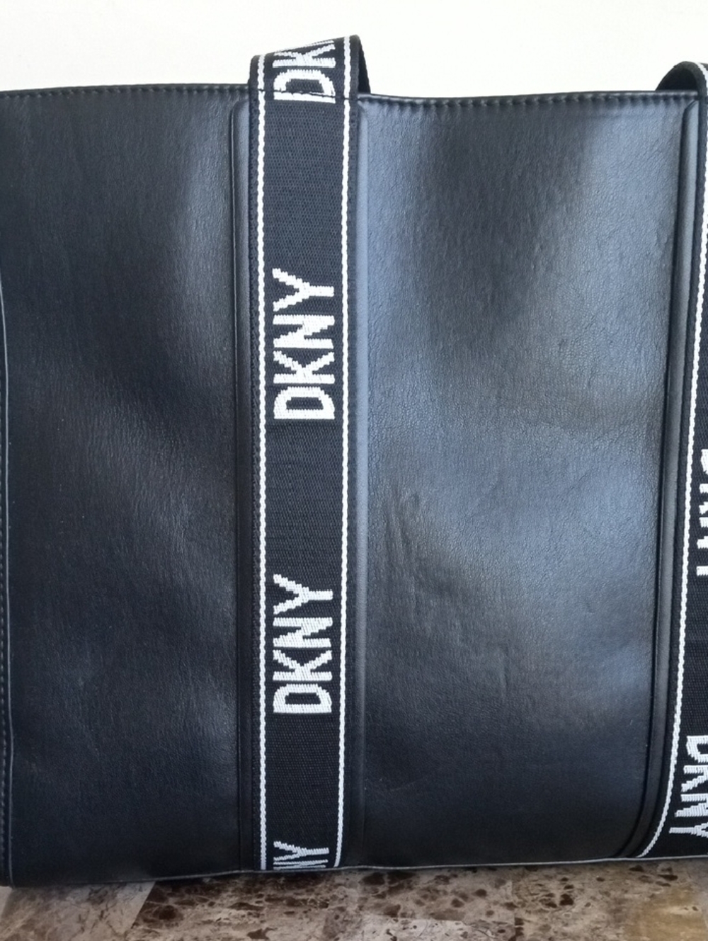 Dkny Black Tote with Branded Webbing Straps